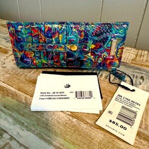 NWT Brahmin Credit Card Wallet Blue Ammolite Melbourne Genuine Leather